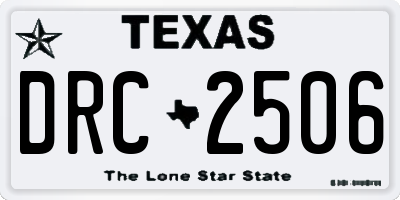 TX license plate DRC2506