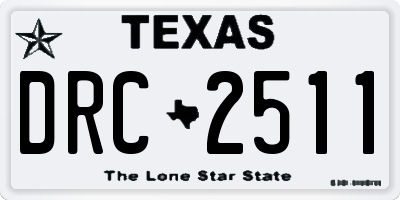 TX license plate DRC2511