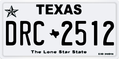 TX license plate DRC2512