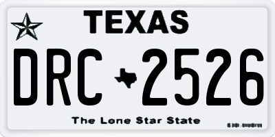 TX license plate DRC2526