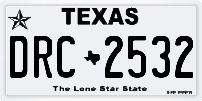 TX license plate DRC2532