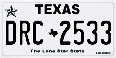 TX license plate DRC2533