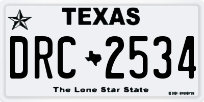 TX license plate DRC2534