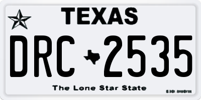 TX license plate DRC2535