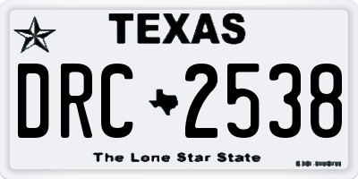 TX license plate DRC2538