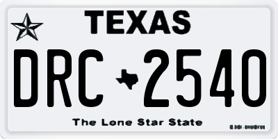 TX license plate DRC2540