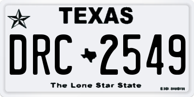 TX license plate DRC2549