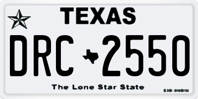 TX license plate DRC2550