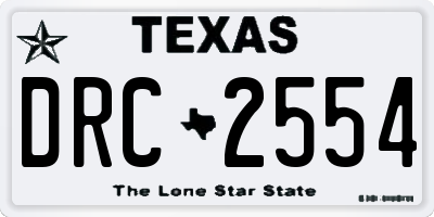 TX license plate DRC2554