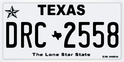 TX license plate DRC2558