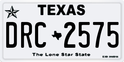 TX license plate DRC2575