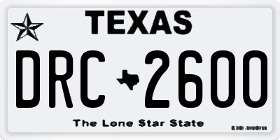 TX license plate DRC2600