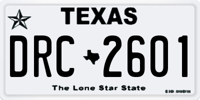 TX license plate DRC2601