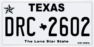 TX license plate DRC2602