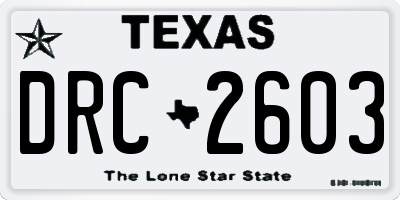 TX license plate DRC2603