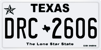 TX license plate DRC2606