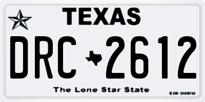 TX license plate DRC2612