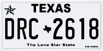 TX license plate DRC2618