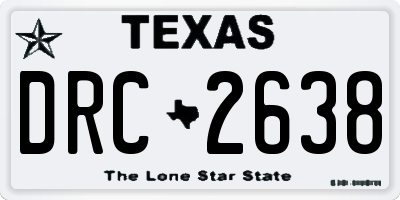 TX license plate DRC2638