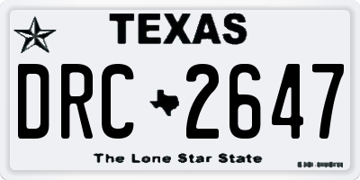 TX license plate DRC2647