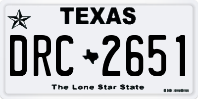 TX license plate DRC2651