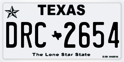 TX license plate DRC2654