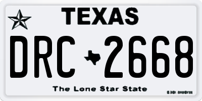 TX license plate DRC2668