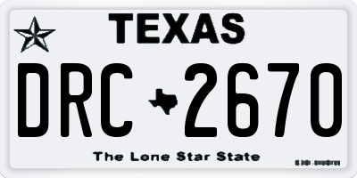 TX license plate DRC2670