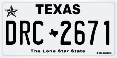 TX license plate DRC2671