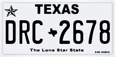 TX license plate DRC2678