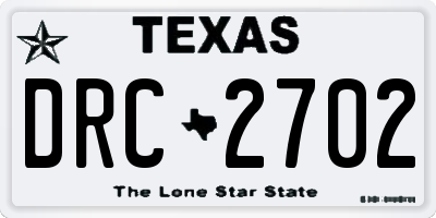 TX license plate DRC2702