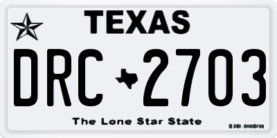 TX license plate DRC2703