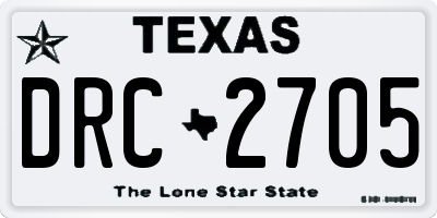 TX license plate DRC2705