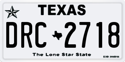 TX license plate DRC2718