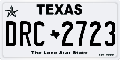 TX license plate DRC2723