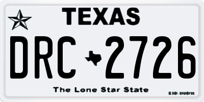 TX license plate DRC2726