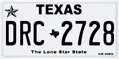 TX license plate DRC2728