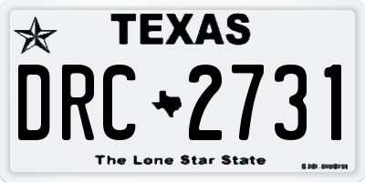 TX license plate DRC2731