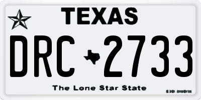 TX license plate DRC2733