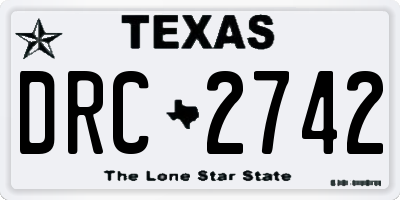 TX license plate DRC2742