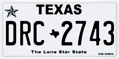 TX license plate DRC2743