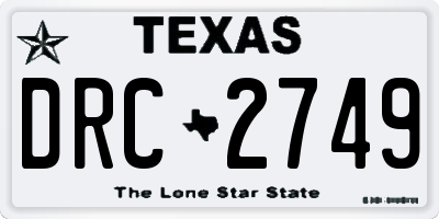 TX license plate DRC2749