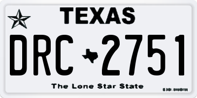 TX license plate DRC2751