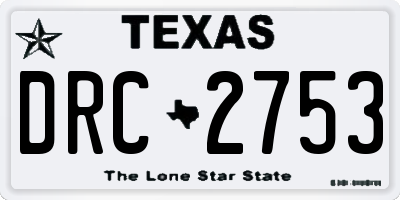 TX license plate DRC2753