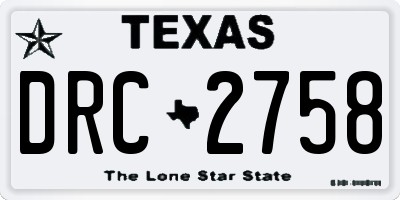 TX license plate DRC2758