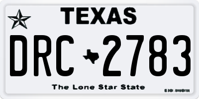 TX license plate DRC2783