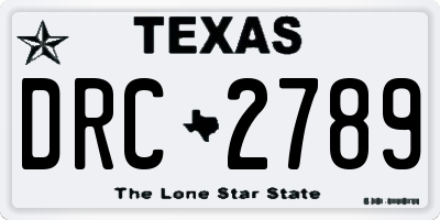 TX license plate DRC2789