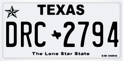 TX license plate DRC2794