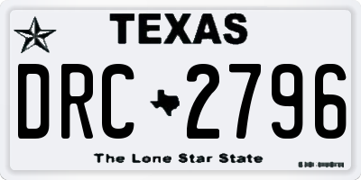 TX license plate DRC2796