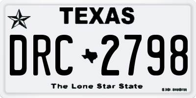 TX license plate DRC2798